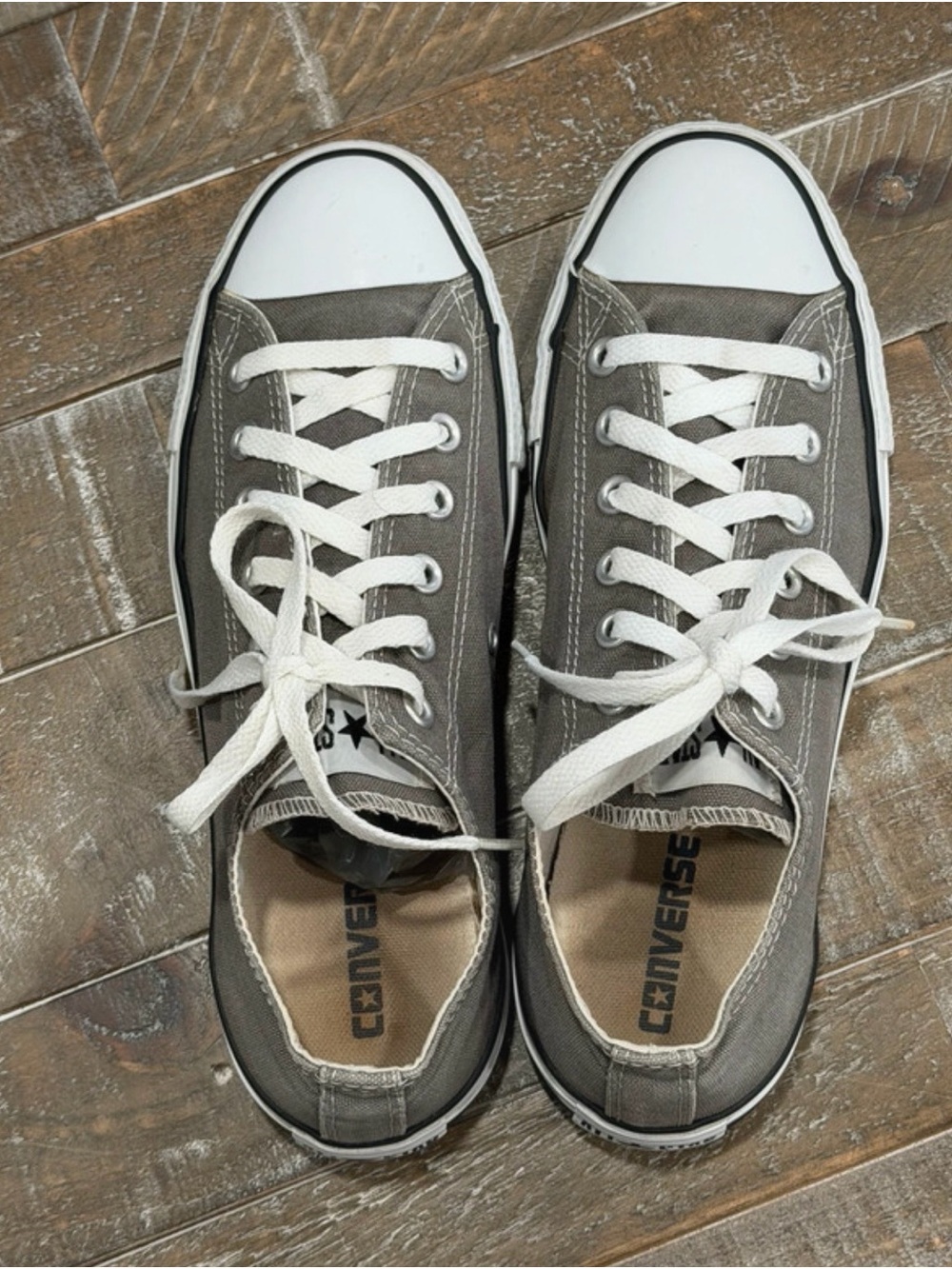 Converse Low Top Canvas Sneakers in Gray and White
